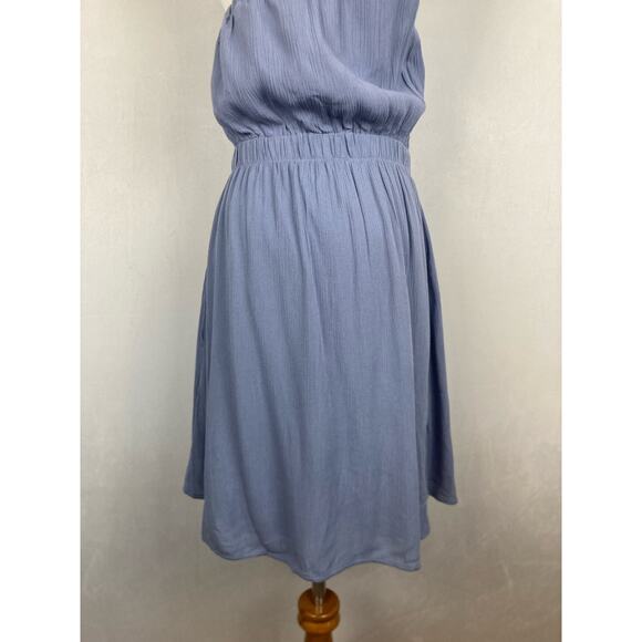 Abercrombie & Fitch One Shoulder Dress Sz Small Tall Crepe Ruched Blue NWT - Picture 8 of 11